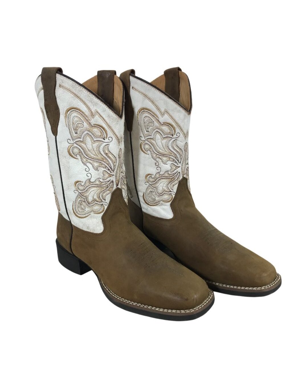 Shyanne Flynn Butterfly Womens Cream Leather Cowboy Western Boots 10 M